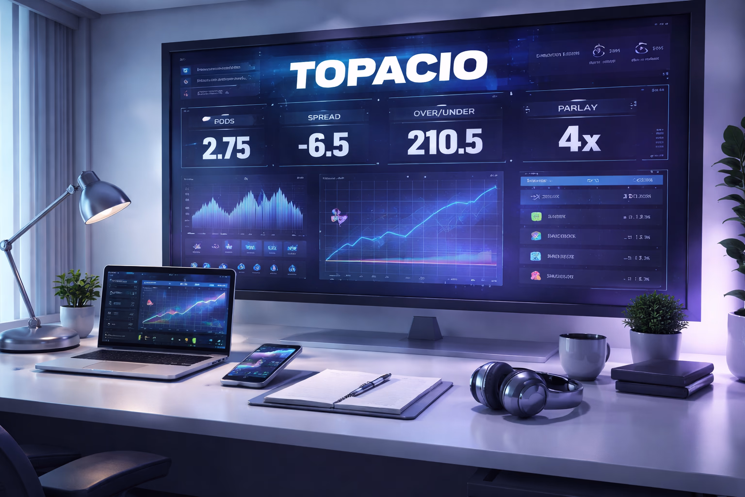 A focused user reviewing betting terms and account details on Topacio in a clean modern workspace.